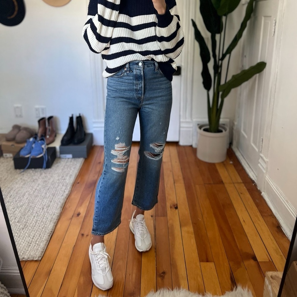 Levi's Ribcage Straight Ankle Jeans Feelin' Cagey Distressed 28